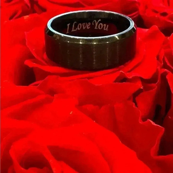 METAL I LOVE YOU BAND RING SIZE 8 UNISEX - Picture 1 of 5